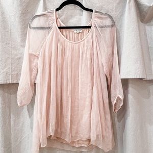 Light Pink Boutique Blouse-sheer sleeves